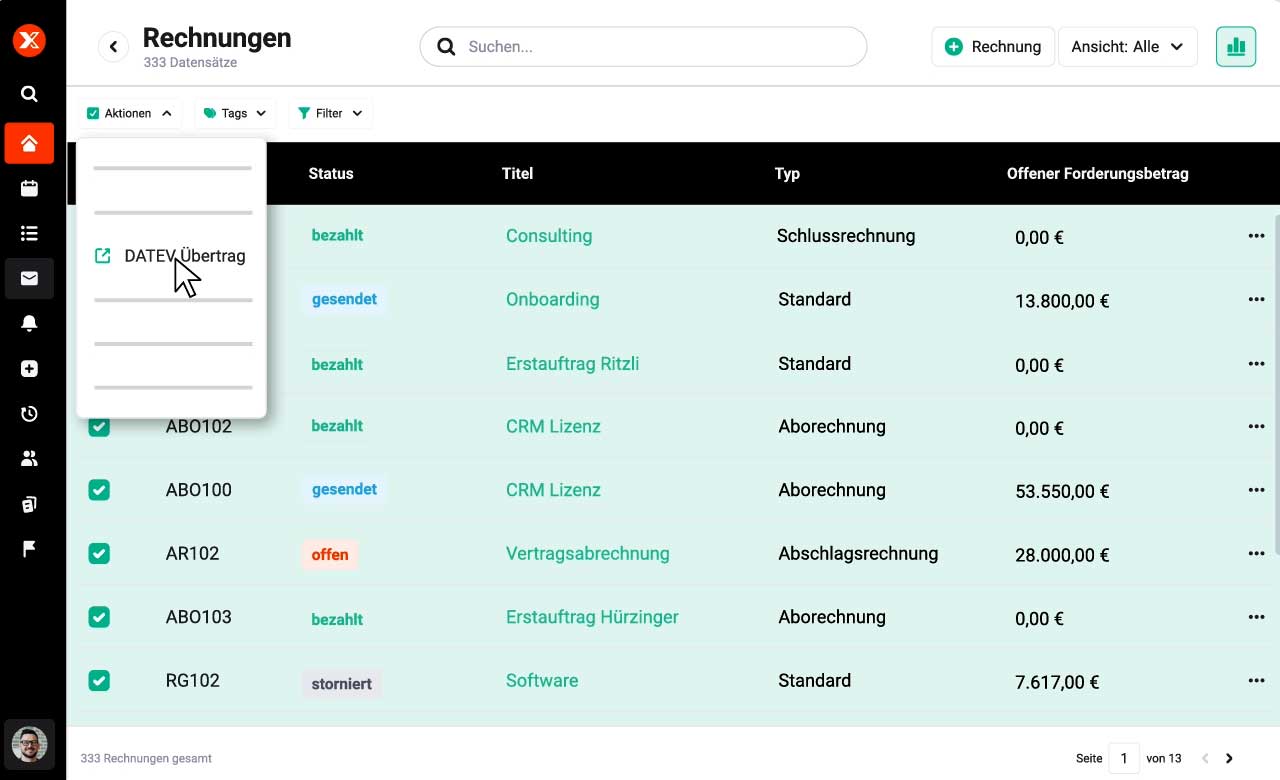 Screenshot-Abrechnung